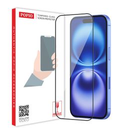 POPIO Military-Grade Gorilla Tempered Glass Compatible For iPhone 15 / iPhone 16 (Black) Edge To Edge Coverage With Easy Installation Kit for Smartphone image 1