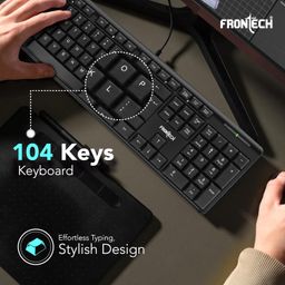 FRONTECH Wired Keyboard | Membrane Keys with Retractable Stands | USB Plug & Play | Ergonomic & Comfortable Design | 1 Year Warranty (FT-1672, Black) image 3