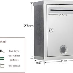 FLIPWYN Wall-Mounted Locking Suggestion Box | Secure Mailbox with Key Lock | Ballot, Donation & Key Drop Box for Office, Business, & Home – Silver image 2