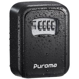 Puroma Security Key Lock Box, 4-Digit Combination Waterproof Lock Box Key Storage Lockbox Wall Mount 5 Key Large Capacity for House Key, Special Car Key, ID Card (Black) image 1
