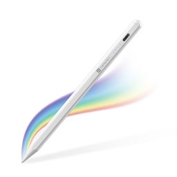 Portronics Glide Stylus Pencil for iPad Tablets with Angle Tilt Sensitivity, Palm Rejection, Attaches Magnetically, Battery LED Indicator, Type-C Charging, Stylus Pen for iPads (White) image 1