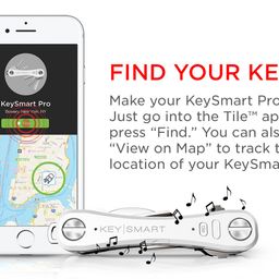 key smart KeySmart Pro Compact Key Holder with LED Light and Tile Smart Technology to Track your Lost Keys and Phone with GPS (2-10 Keys, White) image 2