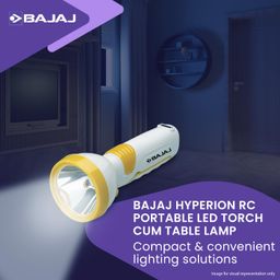 Bajaj Hyperion RC Led Portable Torch Cum Table Lamp (Pack of 1, Yellow) image 4