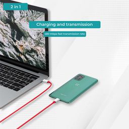 Sounce 65W Dash Wrap Charging Cable, USB C to Type C PD 6.5A Fast Charge Data Sync Cord for OnePlus 11 / 11T / 10T / 10R / 10 Pro / 9t / 9R / 9 Pro, 8, 8T, 7, Nord and All Type C Devices - 2 Meter image 5