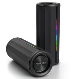 Portronics Nova 40W Portable Bluetooth Speaker with Dual Passive Radiator, Upto 5 Hours Playtime, RGB LED Lights, Bluetooth 5.3V, TWS Mode, Handsfree Calling, USB/AUX in Port, Type C Charging(Black) image 1