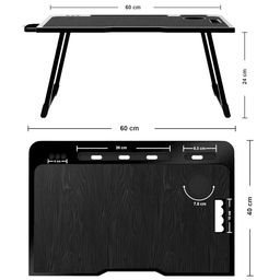 Radiant Multipurpose Foldable Laptop Table, Cup Holder, Drawer, Mac Holder, Study Table, Breakfast Table, Portable, Ergonomic, Rounded Edges, Non-Slip Legs (Black) image 2