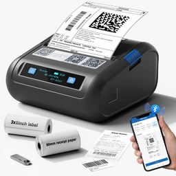 hirobot 2025 Newest 3Inch Bluetooth Thermal Label Printer+Receipt Printer(2in1), 80mm Receipt & 3Inch Label Printer, Wireless Print Various Label(Adjustable Size), Support Android/iPhone/Windows/Mac image 1