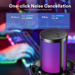 MAONO RGB Condenser Gaming Mic, USB Podcast Microphone with Active Noise Cancellation, Mic Gain, 1-Click Mute, Adjustable RGB Light for YouTube Recording, PC, Laptop (DGM20-Black) image 2