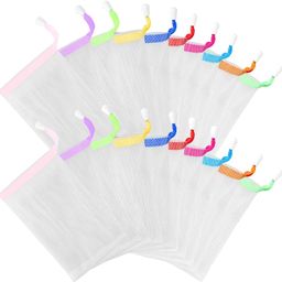 Styllent 10Pcs Mesh Soap Saver Pouch, Double-Layer Soap Saver Bag with Drawstring, Soft Mesh Soap Bag Bath Facial Cleanser Foaming Net Exfoliating Mesh Soap Bag for Shower Foaming Soap (5) image 1