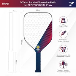 YAIT Sports Proflx Pickleball Paddle | 16 mm Fiberglass Surface | Highly Dense 8 mm PP Honeycomb Core | Highly Durable Fiberglass Pickleball Paddle | AIPA Approved Racket of USAPA Standards image 3