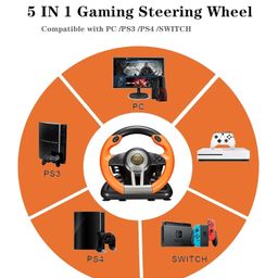 PXN V3II Simulate Racing Game Steering Wheel with Pedal, 180 Degree Steering Wheel, Compatible with Windows PC, PS3, PS4 Xbox one, Xbox Seriesfor Switch-Orange image 2