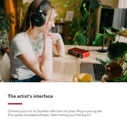 Focusrite Scarlett 2i2 4th Gen, USB audio interface for recording, composing, streaming, and podcaster - sound recordings and all the software to record image 2