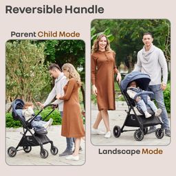 R for Rabbit Street Smart Nova Stylish Baby Stroller | Pram with Reversible Handle, One Hand Fold Mechanism for 0-3 Years Boy & Girl (Blue Black) image 2