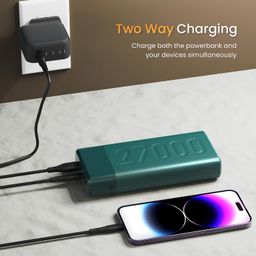 Ambrane 27000mAh Powerbank, 20 W Fast Charging, Triple Output (2 USB & 1 Type C), PD, Quick Charge for iPhone, Android & Other Devices, Made in India + Type C Cable (Stylo Pro 27K, Green) image 5