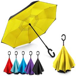 marvella mart Double Layer Inverted Reversible No Drip Umbrella with C Shape Handle image 2