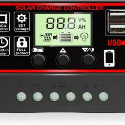 [Upgraded] Skypearll Solar Charge Controller 30A, 12V/24V Intelligent Battery Regulator for Lead Acid & Lithium Battery with LCD Display with 3A USB Port (30 AMPERE – Black) image 1