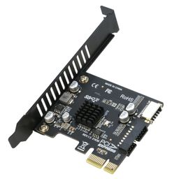 PCIe to 20Pin + Type-E Internal Card, RIITOP PCI-e x1 to (19+1) Pin USB 3.0 Socket and USB C Type-e (A Key) Front Panel Header Expainsion Adapter 5Gbps image 1