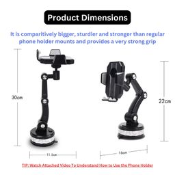 pace Car Phone Holder Mount with a Strong Big 85mm Suction Base. Muti-axis Rotation, Sturdy Built, Big Cell Phone Grip. Universal Cell Mount for Car Hands-Free Operation During Navigation, Calls & Video image 5