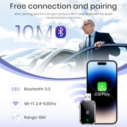 UTECTION Wireless CarPlay & Android Auto Adapter for Cars, Support iPhone & Android, Convert Wired CarPlay/Android Auto to Wireless, Fast Auto Connect, Support Navigation, Music, Calls & More image 5