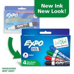 Expo Low Odor Bullet Tip Dry Erase Markers, 4 Colored Markers image 4