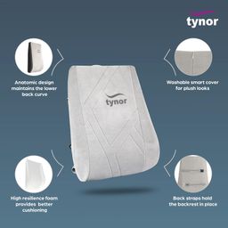 Tynor Back Rest Full, Grey, Universal Size, 1 Unit image 4