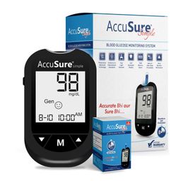 AccuSure Simple Digital Glucometer Kit |with 25 Strips,10 Lancet,1 Lancing device for Accurate Blood Glucose Sugar Testing Machine image 1