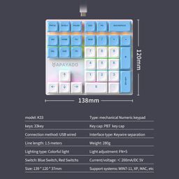 33 Keys Wired Numeric Keypad Mini Easy to Use for Cashier Financial Business B Red Axis image 4