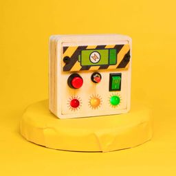 Clapstore Toys Portable Busy Board V4 for 1-6 Year Old Toddlers, Kids LED Light Toy Personalized Sensory Board Switch Box Spaceship Control Panel Montessori Baby Toy Activity Board (Pack of 1),Beige image 3