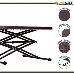 oaknest unboxing furniture Oaknest Supreme Scissor 3 Layer Hight-Adjustable Muli-Purpose Utility Table Use for Work from Home (WHF), Study, Dining and Outdoor (Color: Globus Brown | Warranty : 6 Months) image 5