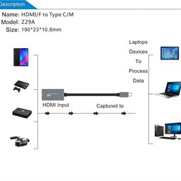 microware 4k Video Capture Card, Audio Capture Card for Game Capture, HDMI to USB C Capture Card for Mac OS Teaching Recording, Game Capture Card with USB C Adapter to Adjust PS 4, Switch, X-box, Game Live image 3