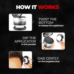 Beardo Blackout Hair Powder 4g - Black | Root Touch Up for Grey Hair | Instantly Covers Grey Roots, Beard Patches & Bald Spots | Thick Black Fiber Hairline Powder | Highly Pigmented, Long-Lasting & Matte Finish | Super-Fine Cover-up image 4
