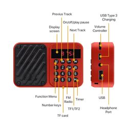Fire Turtle M7 Pocket Blast FM Radio with Bluetooth Speaker with Powerful Sound, 6w-12 Hours (Tupe C Charging) and Number Pad (AUX, SD Card, USB Input) (Red, 2.0 Channel) (M7-RED) image 5