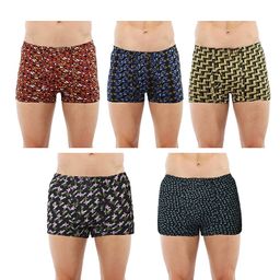 Men's Assorted Inner Elestic Long Printed Trunk| Printed Trunk for Men (Color & Prints May Vary) Pack of 5 image 1