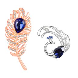 mahi Eagent Combo of Peacock and Feather Lapel Pin/Brooch CO1105087M image 1