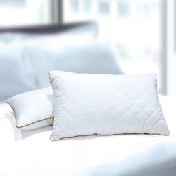 Spaces Quilted Pillow Set of 2 | Extra Soft Filled, Down Alternative Hypoallergenic Pillow (17 x 27 inch / 43 x 69 cm) | Luxury Queen Size Bed White Microfiber Pillows |Neck Support, Machine Washable image 1
