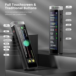 72GB Digital Voice Recorder with Playback, Innioasis R1 Full Touchscreen Voice Recorder with AI Intelligent Transcription and Bluetooth, Voice Activated Sound Audio Recorder Device with Mic (Green) image 5