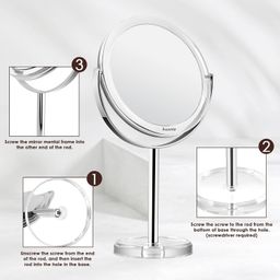 Auxmir Magnifying Makeup Mirror with 1X / 10X Magnification, High Definition, 6’’ Double Sided Vanity Tabletop Mirror with Crystal-like Style, 360° Rotation for Dressing Table, Desk, Bathroom, Bedroom image 4