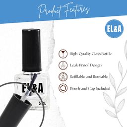 ear lobe & accessories Ear Lobe & Accessories] Empty Nail Polish Bottles - 5 ml | Brush Cap for Easy Application | Clear Glass Bottles, Reusable, 6.5 X 3 cm - Pack of 5 image 5
