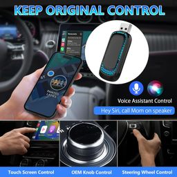 Android Auto Wireless Adapter & Wireless CarPlay Adapter-Mini USB CarPlay Wireless Stick Converts Factory Wired to Wireless CarPlay Dongle Magic Link CarPlay for iOS 10+/Android 11+ Plug and Play image 2