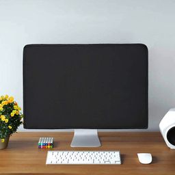 bnospace 27-Inch iMac Cover with Pockets for Magic Keyboard, Mouse, Trackpad - Nonwoven Desktop Computer Dust Cover - Black Pack of 1 image 3