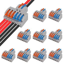 bitnex Lever Wire Connector,2 in 6 Out Quick Wire Connectors, Electrical Lever Nuts Wire Connectors Push-in Conductor Terminal Block AWG 28-12 Quick Wiring Connector for Hard Wire, Flame Retardant image 1