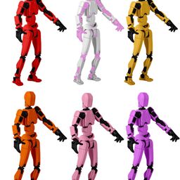 6PCS Dummy 13, Transformers Action Figures, 3D Printed Figures, 3D Printed Toys for Desktop Decor&Game Lovers, High Degree&Freedom Multi Articular Action Figures image 1