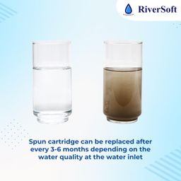 RiverSoft Sediment Filter Assembly ASP-20-HV1, Spun Cartridge 1 Micron for Filtering Sediments, Install in Mainline for 1 HP/2 HP Motor (20 inch, 1 Micron, 1 inch Inlet/Outlet, Blue, PP) image 5