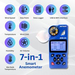 Metravi AVM-03 Smart Multifunction Anemometer with Datalogger and WiFi/USB Interface, Trend Analysis, Statistical Graph (2024 Model) image 3