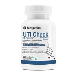 Trexgenics UTI CHECK Advanced Urinary Tract Cleanse & Function, Immunity Support with Optimized Cranberry 200mg, D-Mannose 250mg & Hibiscus 100mg & Vitamin C 40mg (60 Vcaps) (1) image 1