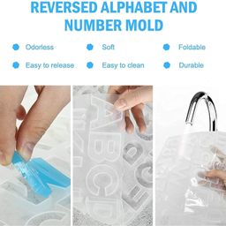 urban box Silicone Deepen Letter Molds for Resin, Backward Resin Casting Big Alphabet Number Molds, Reusable Epoxy Molds for DIY Keychain Pendant Earring Chololate Cake (Alphabet Mold with Hole) image 5