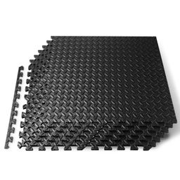SQUATZ Thick Puzzle Exercise Mat, 6 Pcs EVA Foam Interlocking Tiles Protective Flooring for Gym Equipment and Cushion for Workouts, Durable Non-Skid Texture, Easy to Assemble, Black image 1