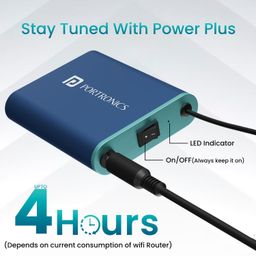 Portronics Power Plus Advanced Mini Router UPS for 12V DC WiFi Router Broadband Modem, 4 Hours Playback, Router UPS Power Backup During Power Cuts, Surge & Discharge Protection, Portable UPS(Blue) image 5
