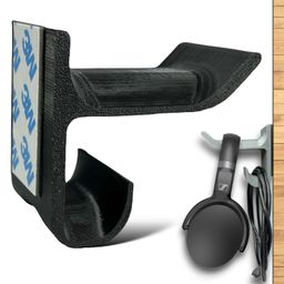 srs - sprout robotic solutions SRS® Headphone Stand for Table & Wall with Cable Organizer | Stick-On Adhesive | Superior-Grade ABS | Includes Surface Cleaning Wipes for Easy Setup & Organization (Pack of 1, Black) image 1
