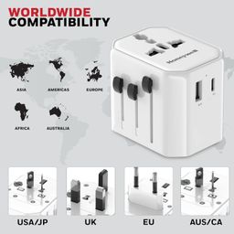 Honeywell New Launch Universal Travel Adapter 38W, 3-in-1 Fast Charging, Universal Socket, TypeC, USBA, Worldwide Wall Charger for EU,US,UK & CN/AUS, Devices, 3Yr Manufacturer Warranty image 3